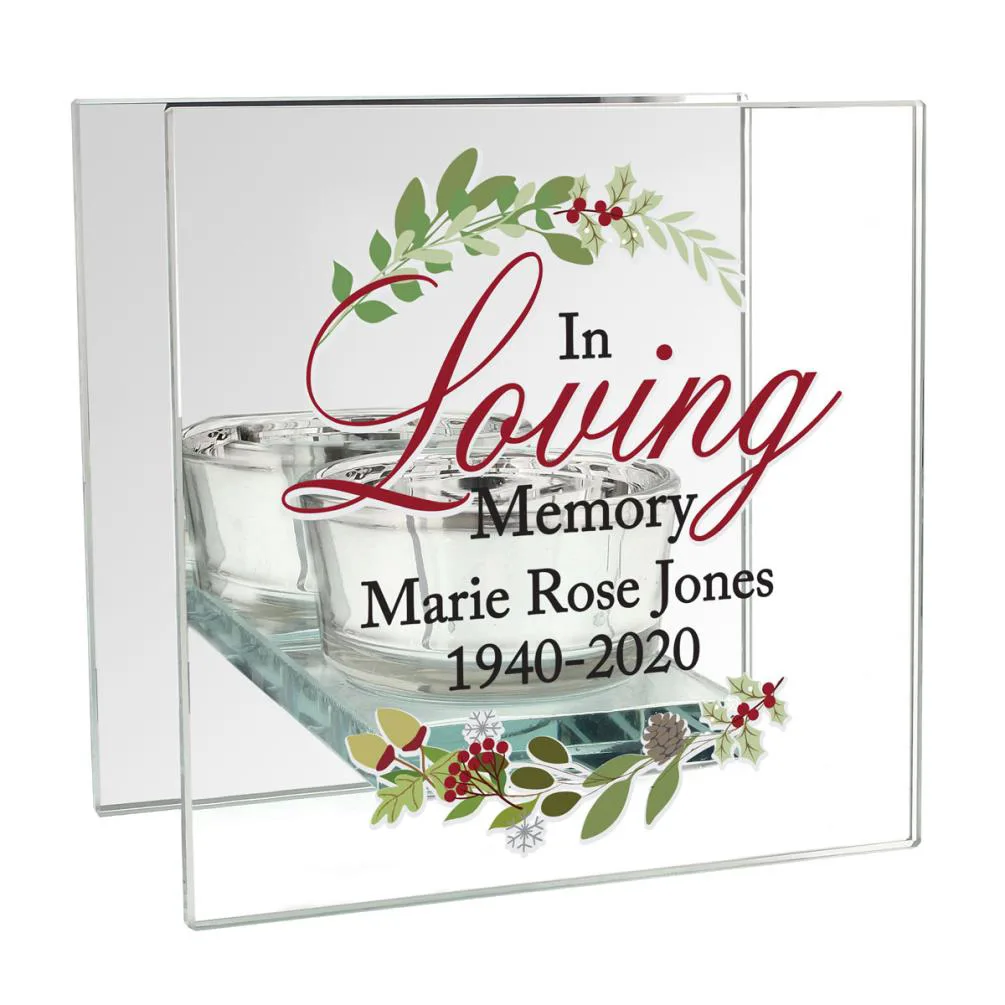 Personalised In Loving Memory Christmas Tea Light Candle Holder