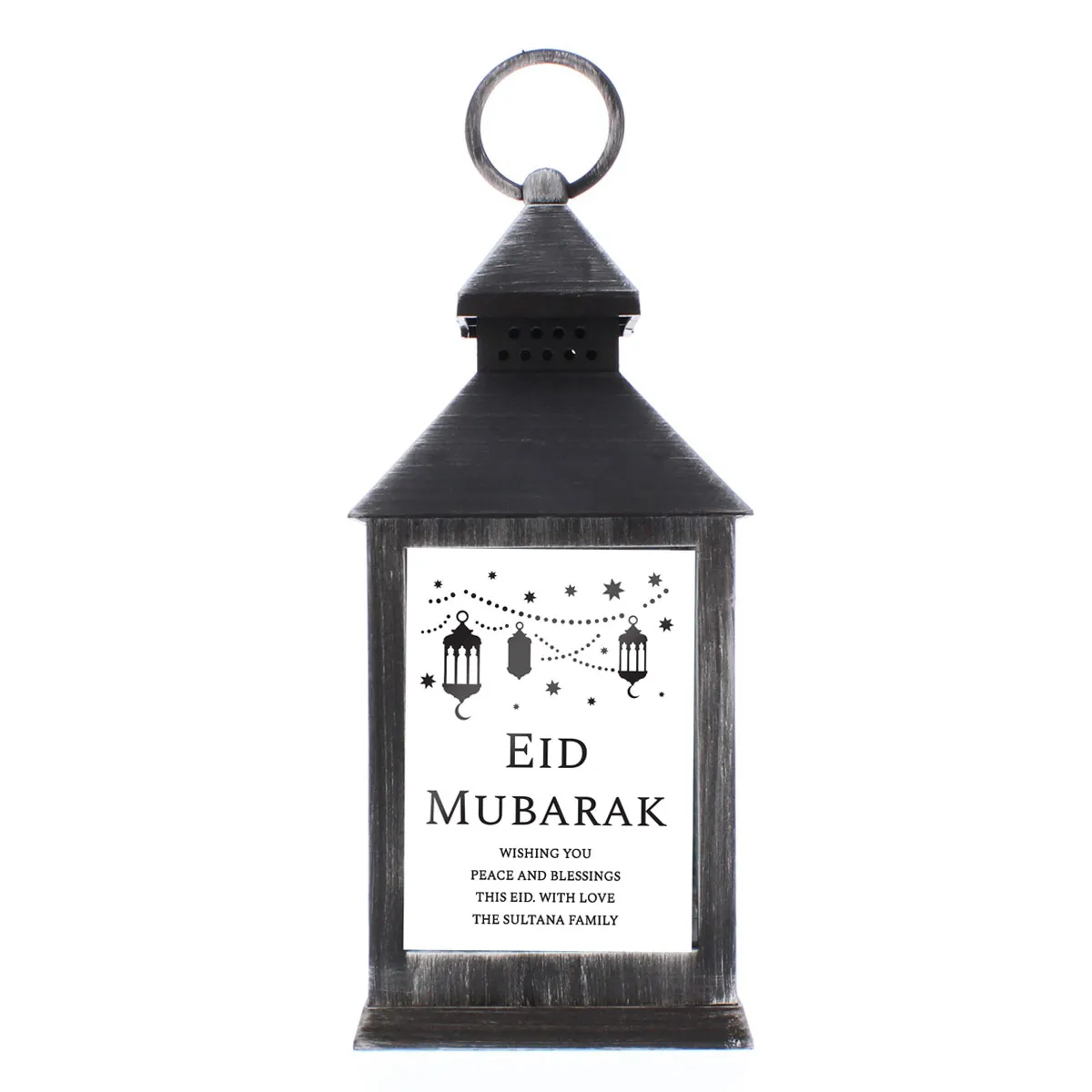 Personalised Eid or Ramadan LED Black Lantern