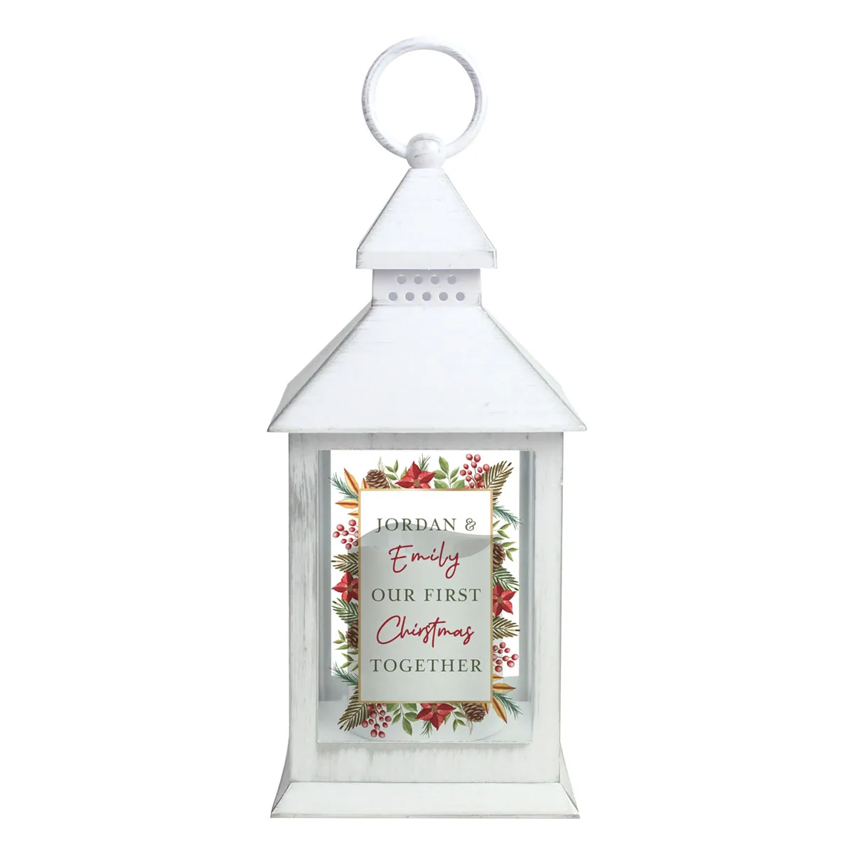 Personalised Christmas LED White Lantern