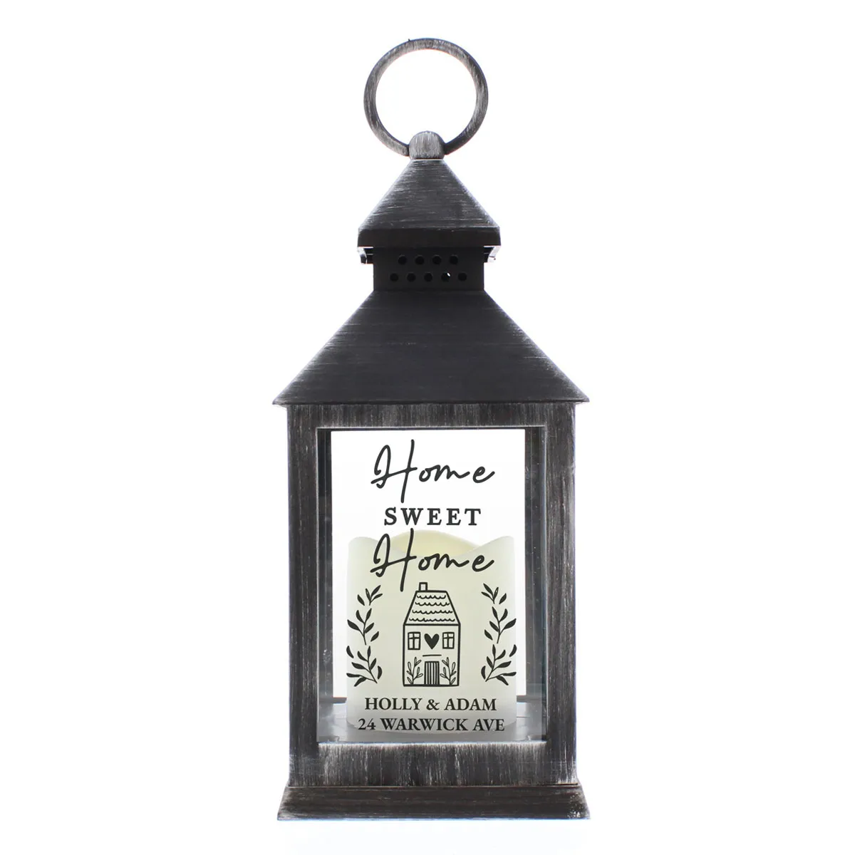 Personalised Home Sweet Home LED Black Lantern