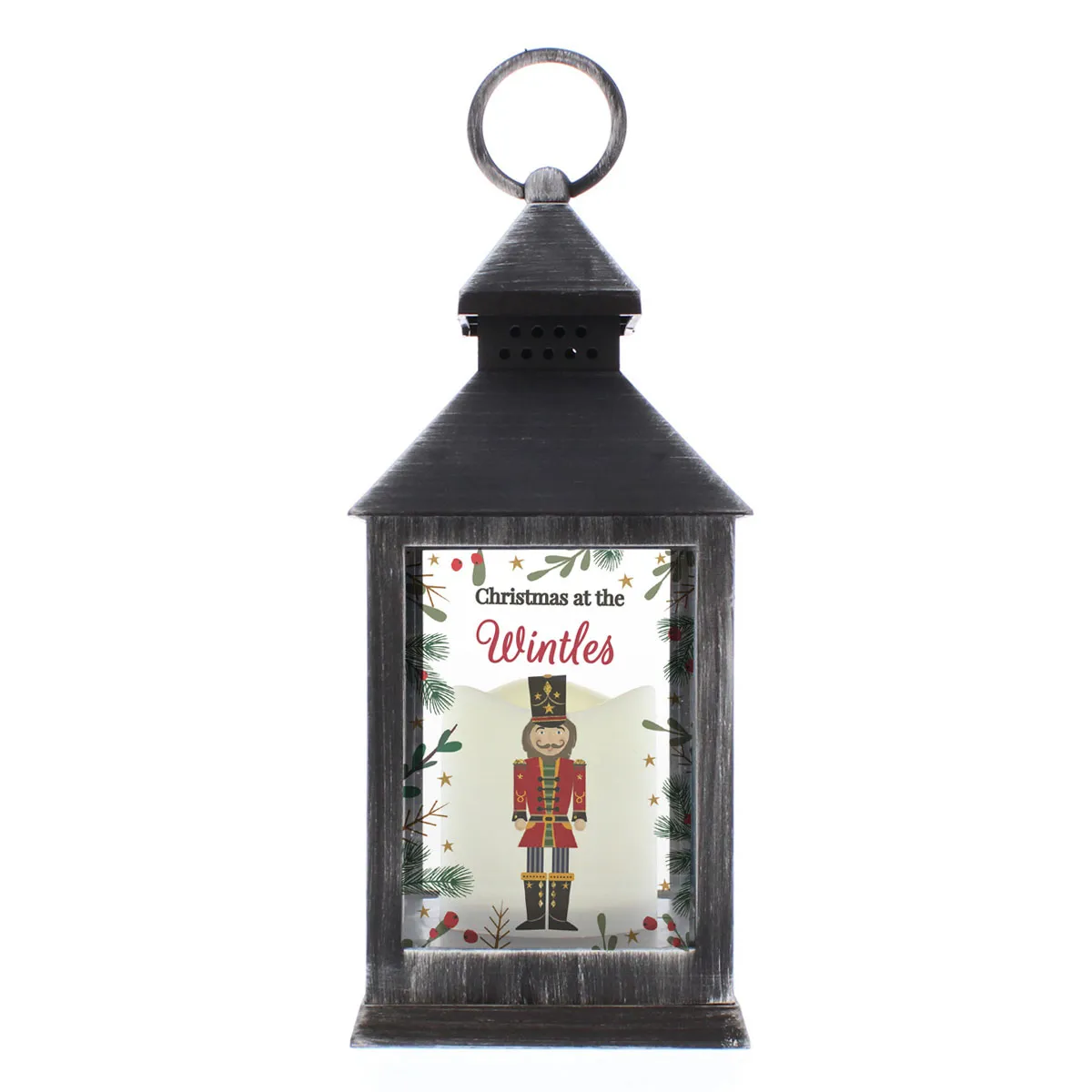 Personalised Christmas Nutcracker LED Black Lantern