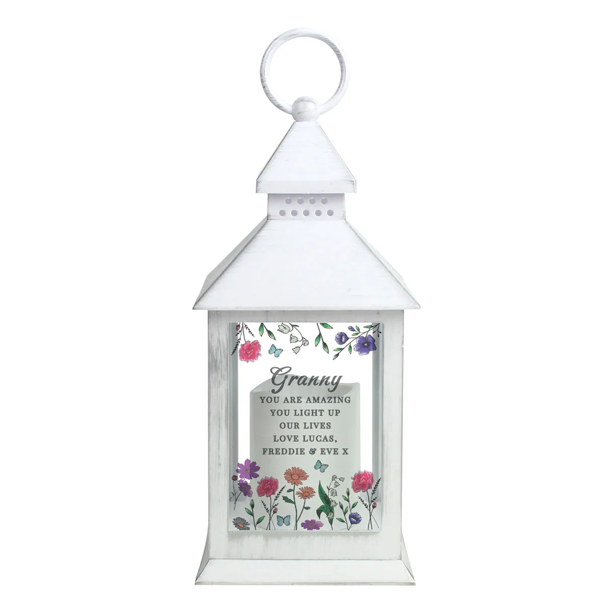 Personalised Wild Flowers LED Lantern