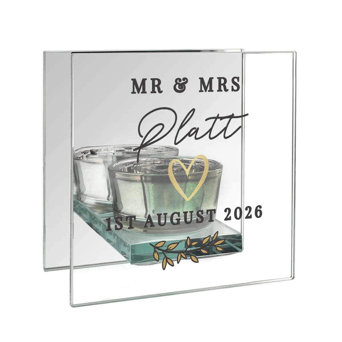 Personalised Wedding Glass Tea Light Holder