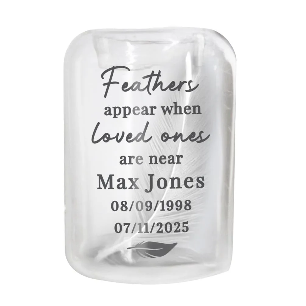 Personalised Loved Ones Memorial Feather Tealight Holder