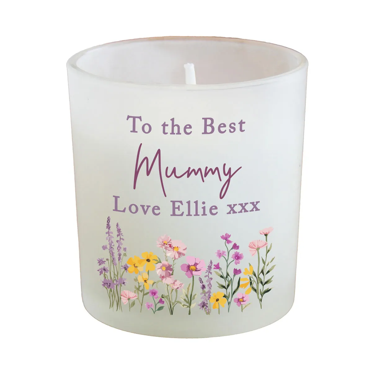 Personalised Wild Flower Frosted Jar Candle