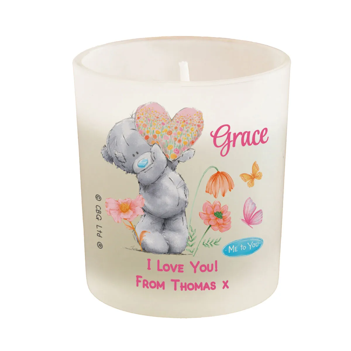 Personalised Me to You Flowery Frosted Jar Candle