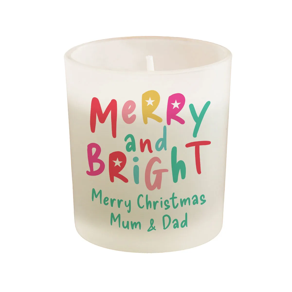 Personalised Merry & Bright Frosted Jar Candle