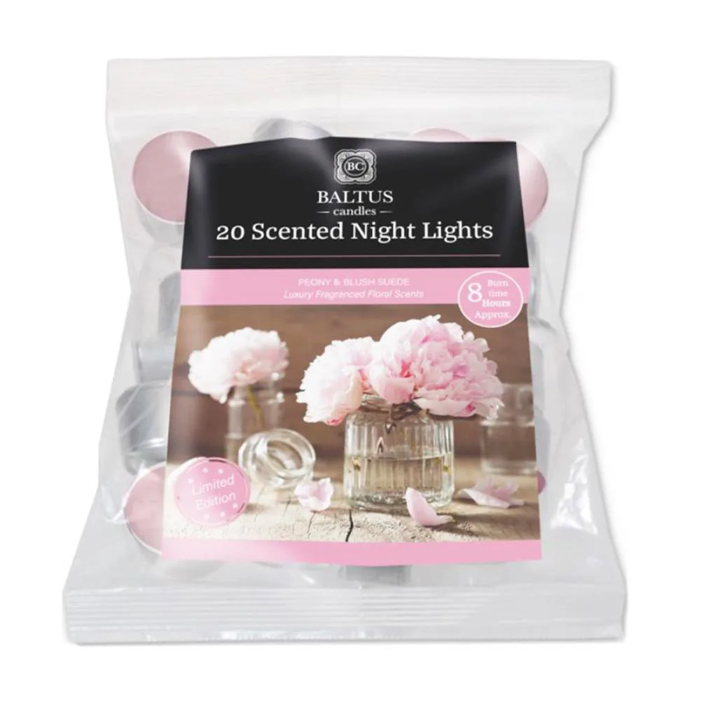 Baltus Peony & Blush Suede 8 Hour Long Burn Tealights (Pack of 20) £3.59