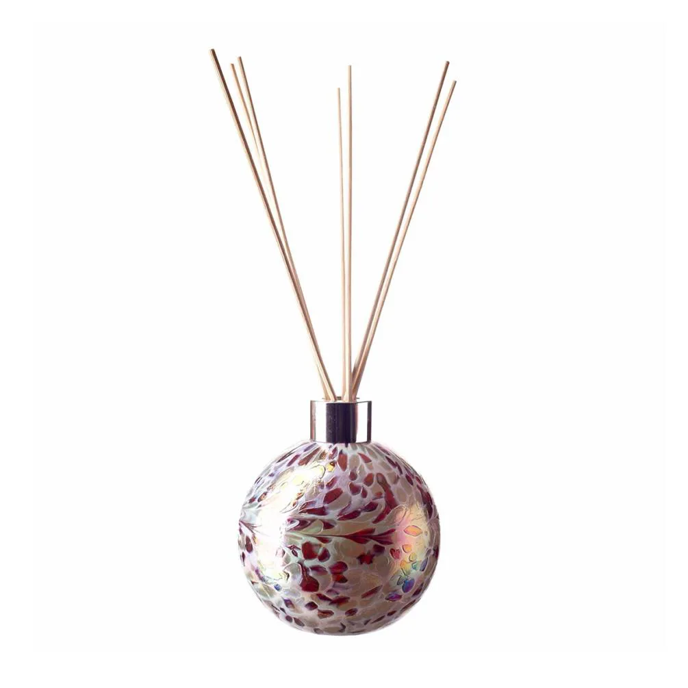 Amelia Art Glass Red, Silver Crackled Sphere Reed Diffuser