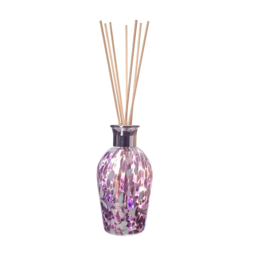 Amelia Art Glass Violet &amp; Pink Iridescence Dome Reed Diffuser