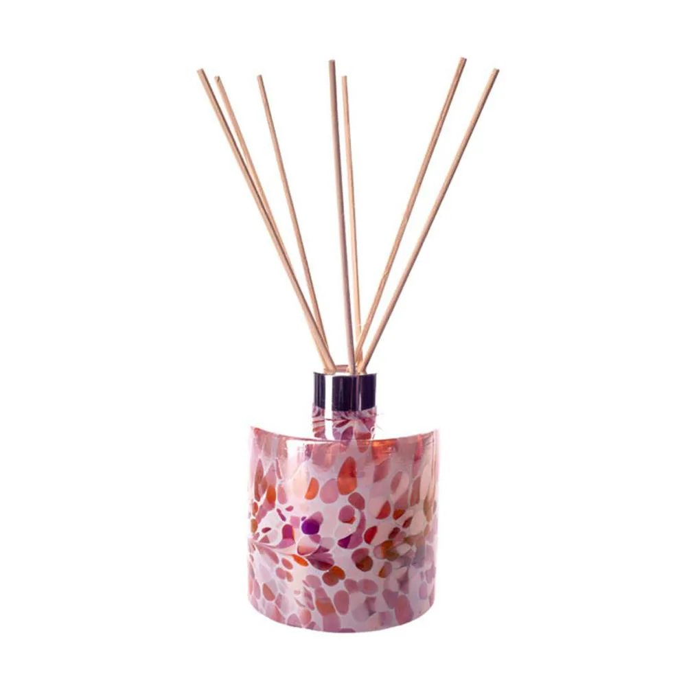 Amelia Art Glass Pink, Peach & White Iridescence Cylinder Reed Diffuser