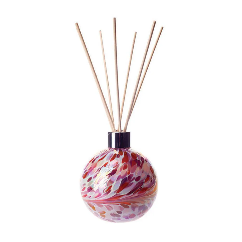 Amelia Art Glass Pink, Peach & White Iridescence Sphere Reed Diffuser