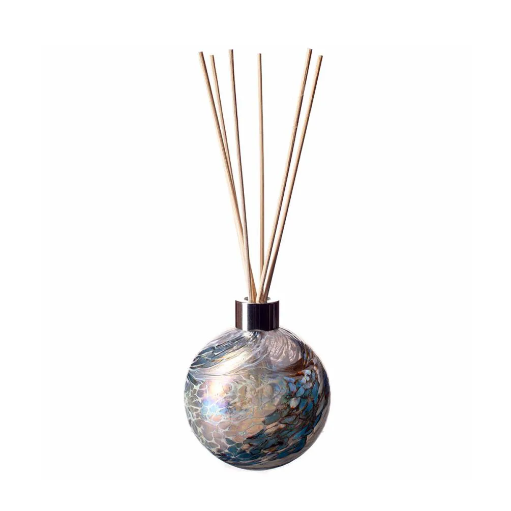 Amelia Art Glass White, Blue &amp; Grey Sphere Reed Diffuser