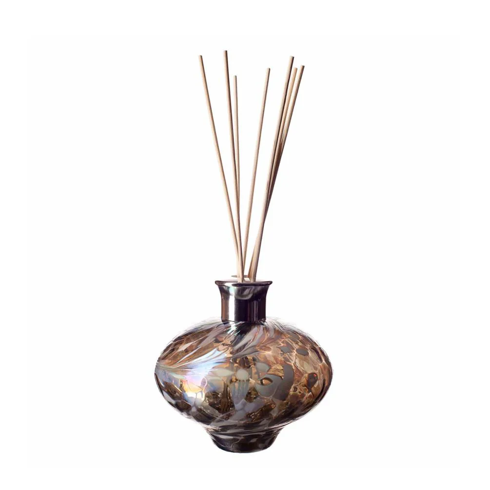 Amelia Art Glass Silver & White Iridescent Oval Reed Diffuser