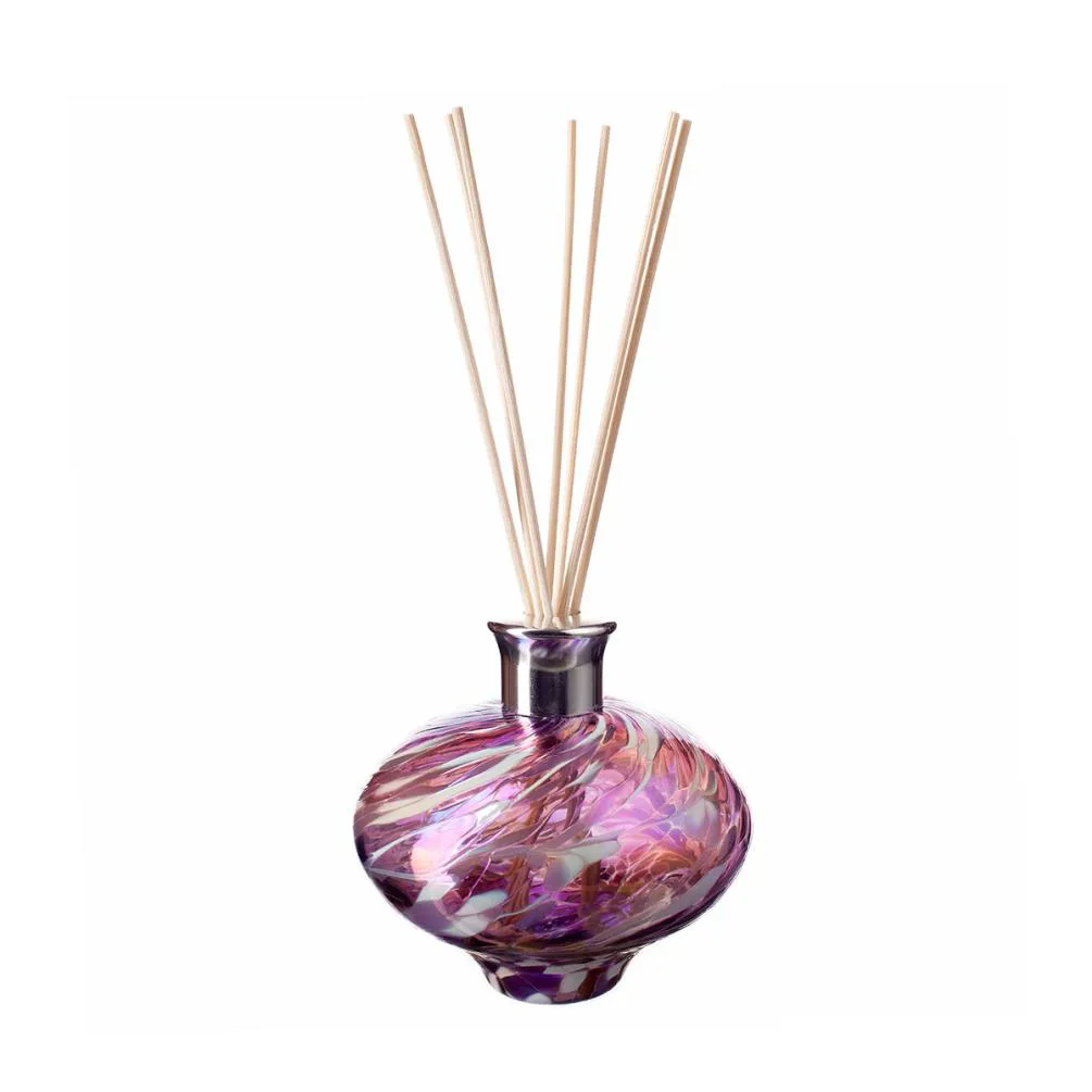 Amelia Art Glass Violet & White Oval Reed Diffuser