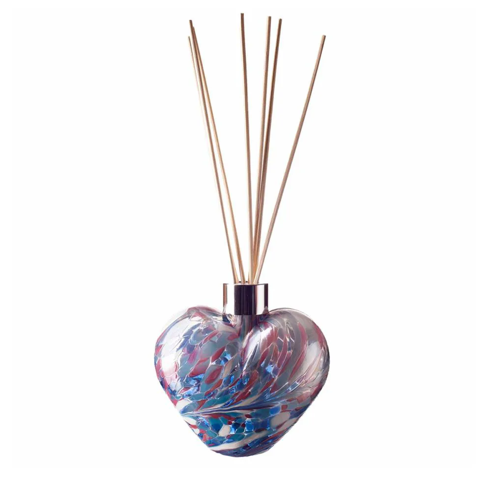 Amelia Art Glass Pink, Turquoise & White Heart Reed Diffuser