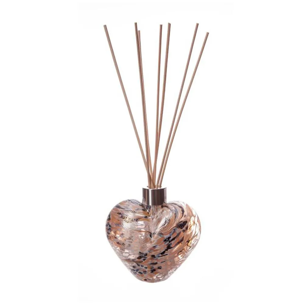 Amelia Art Glass White, Nude &amp; Gold Heart Reed Diffuser