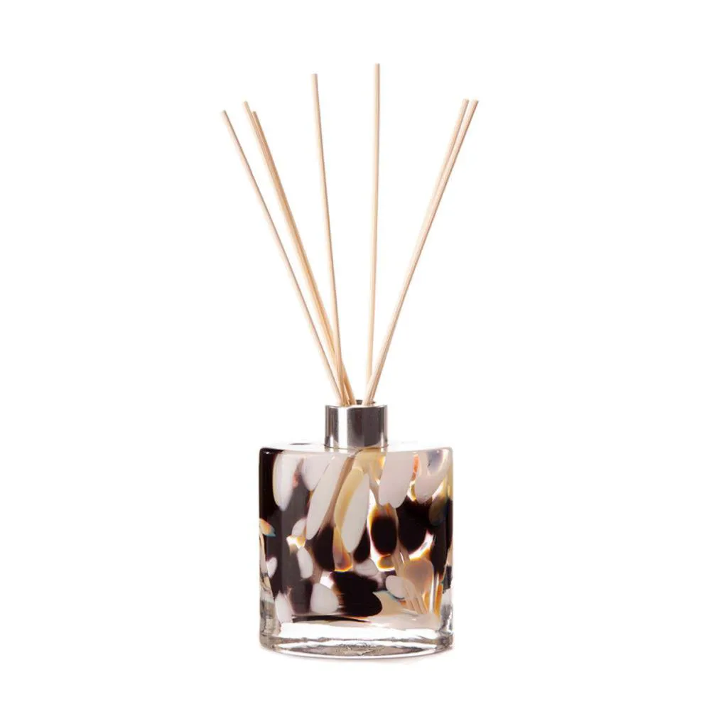 Amelia Art Glass Black, Beige &amp; White Ellipse Reed Diffuser