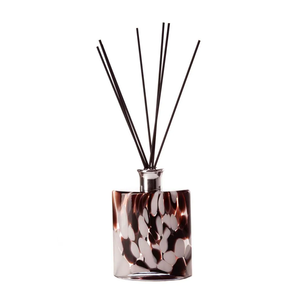 Amelia Art Glass Black &amp; White Large Ellipse Reed Diffuser