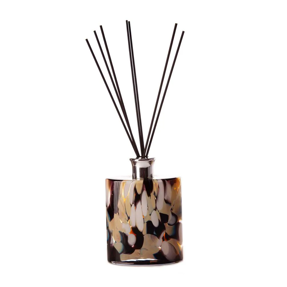 Amelia Art Glass Black, Beige &amp; White Large Ellipse Reed Diffuser