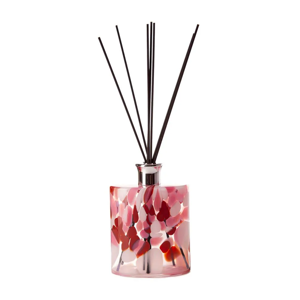 Amelia Art Glass Pink, Red & White Large Ellipse Reed Diffuser