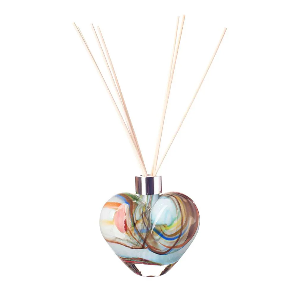 Amelia Art Glass Oceanic Rainbow Heart Reed Diffuser
