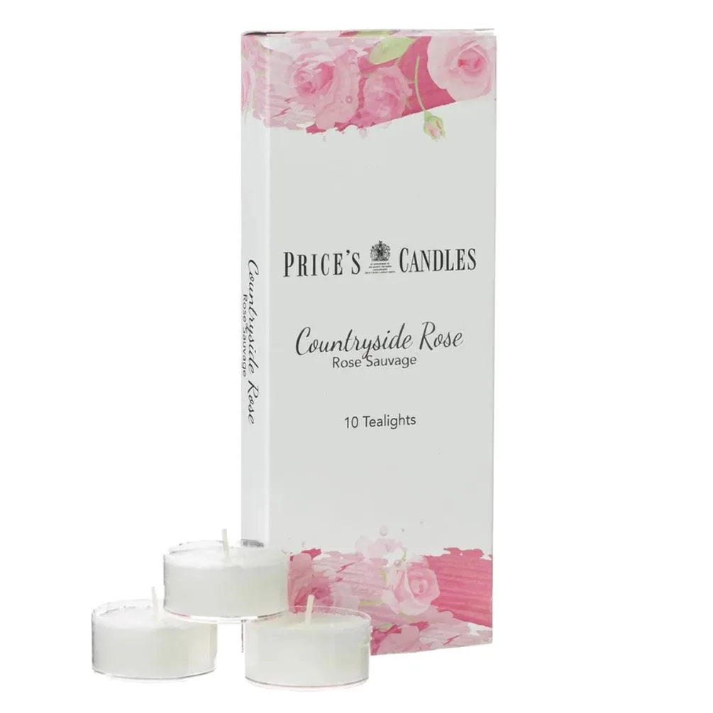 Price's Countryside Rose Tealights (Pack of 10)