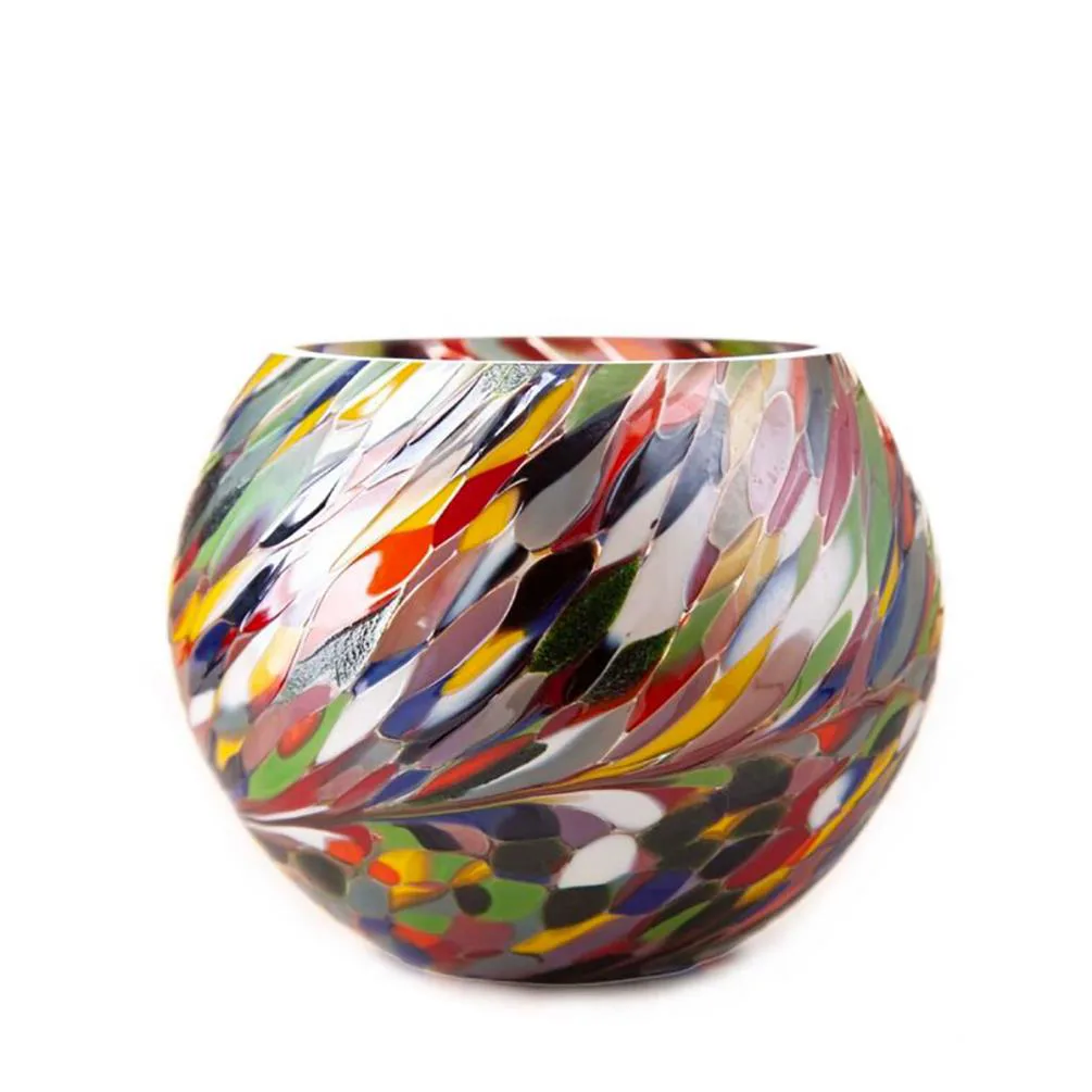 Amelia Art Glass Multi-Coloured Round Tealight Holder