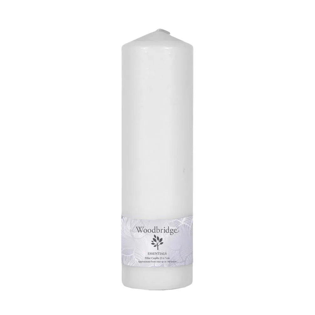 Woodbridge White Pillar Candle 25cm x 7cm