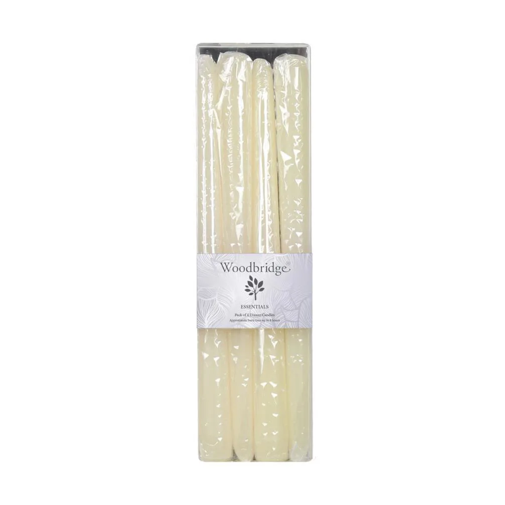 Woodbridge Ivory Tapered Dinner Candle 25cm (Pack of 4)