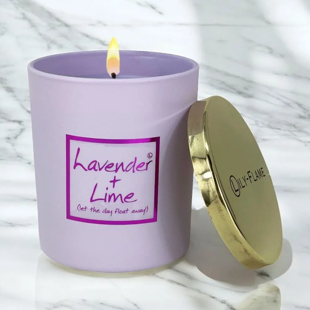 Lily-Flame Lavender & Lime Gold Top Glass Jar Candle Extra Image 1