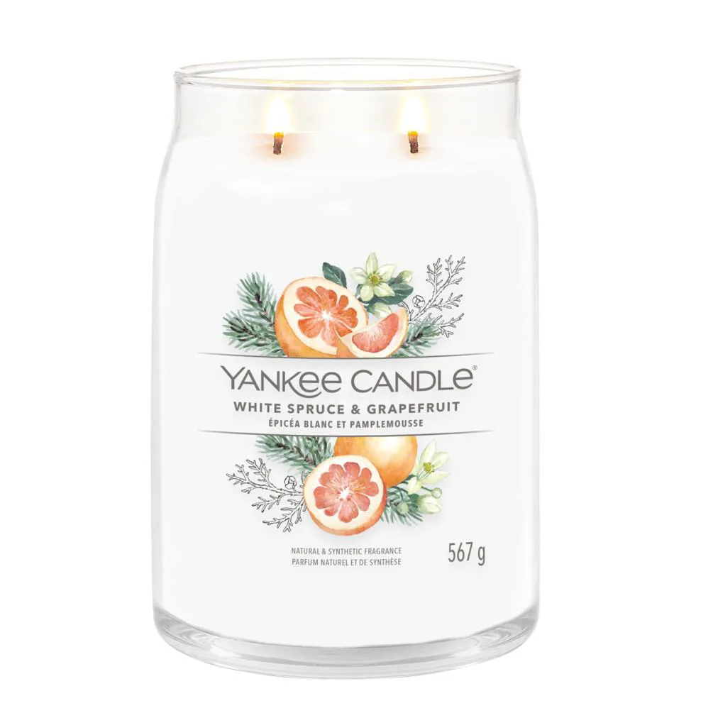 Yankee Candle White Spruce & Grapefruit Large Jar Extra Image 1