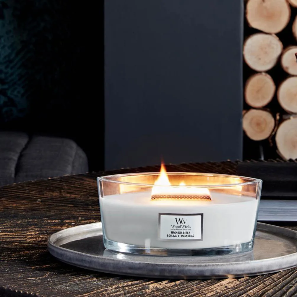 WoodWick Magnolia Birch HearthWick Ellipse Jar Candle Extra Image 1