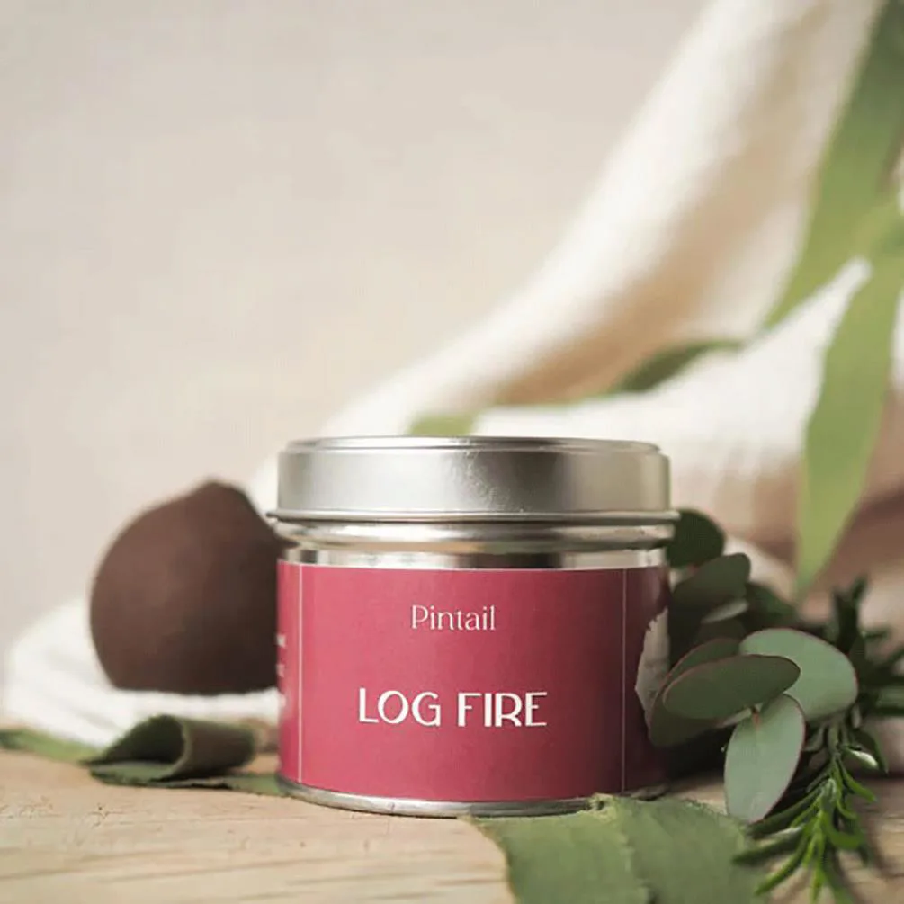 Pintail Candles Log Fire Tin Candle Extra Image 1