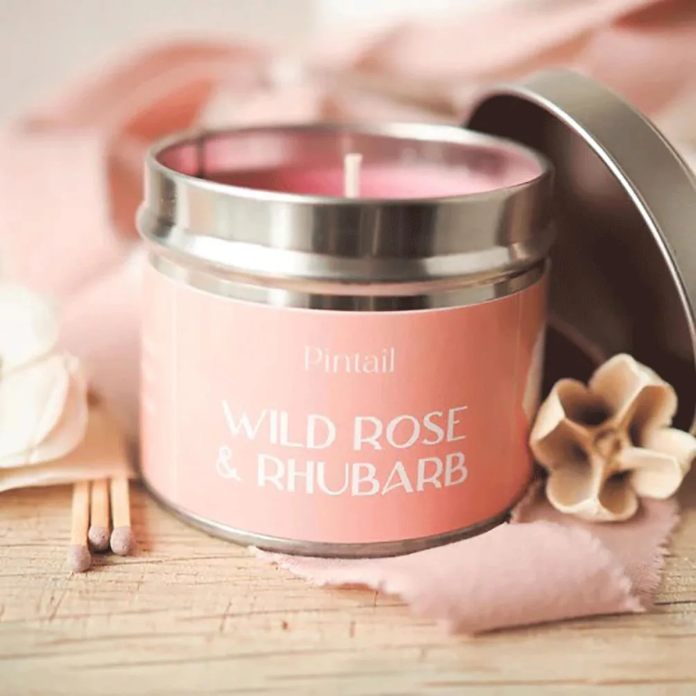 Pintail Candles Wild Rose & Rhubarb Tin Candle Extra Image 1