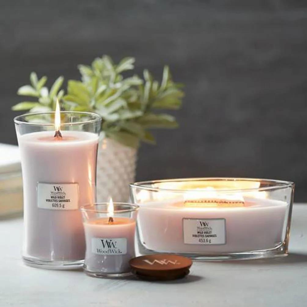 WoodWick Wild Violet Large Hourglass Candle Extra Image 1