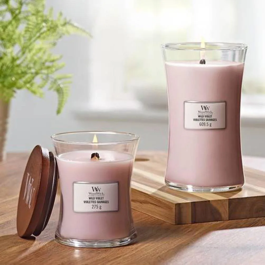WoodWick Wild Violet Large Hourglass Candle Extra Image 2