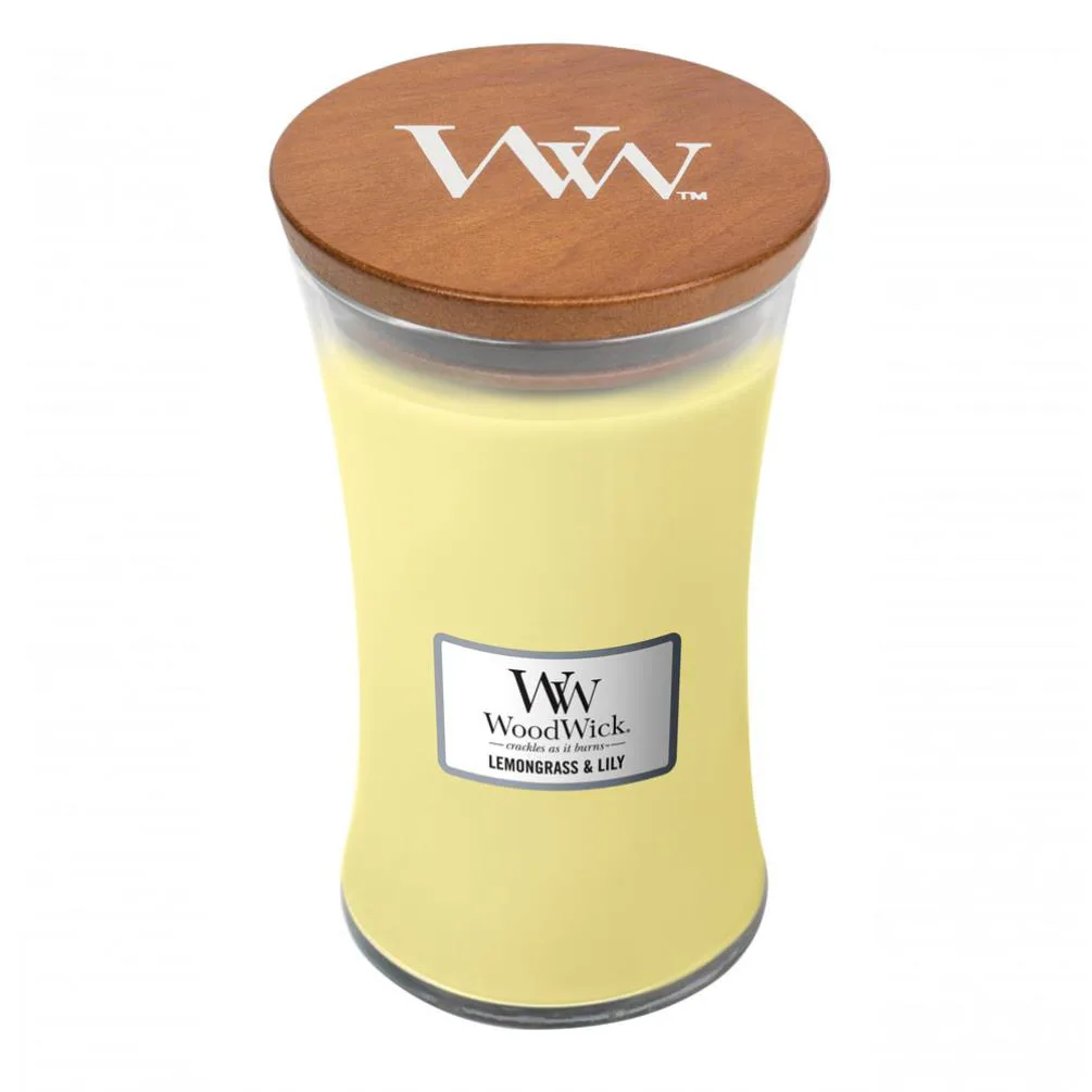 WoodWick Lemongrass & Lily Large Hourglass Candle Extra Image 1