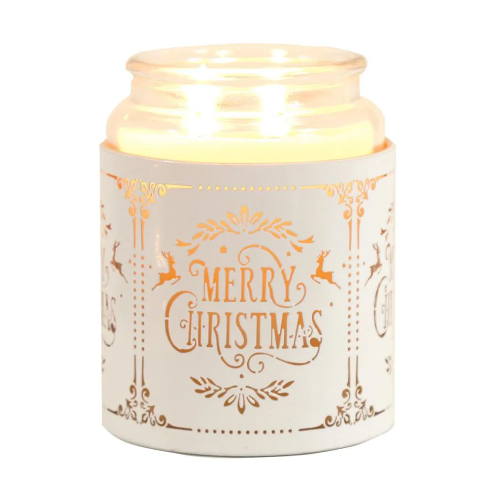 Aroma White Merry Christmas Jar Sleeve & Wax Melt Warmer Extra Image 1