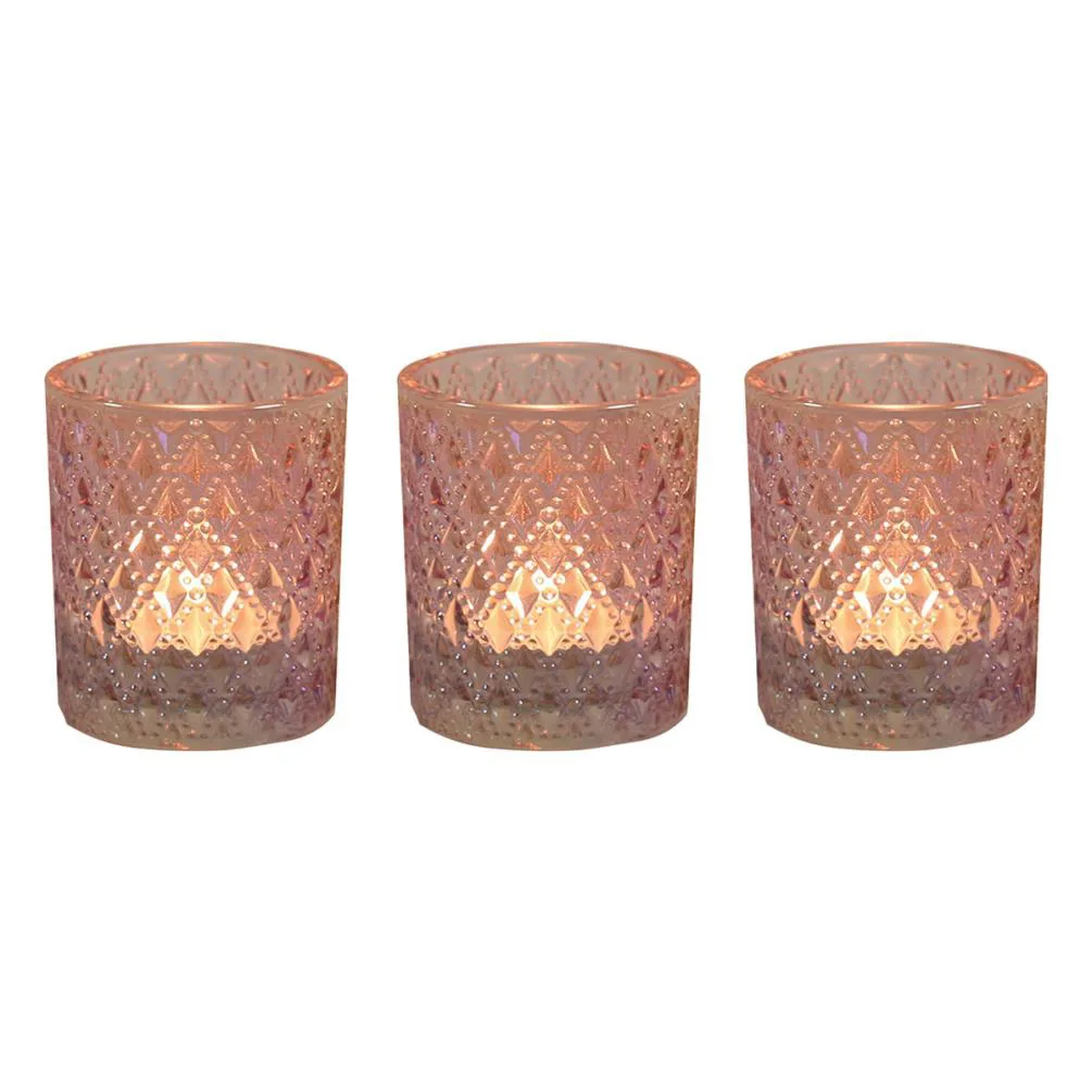 Aroma Pink Lustre 3 Tealight & Votive Holder Set Extra Image 1