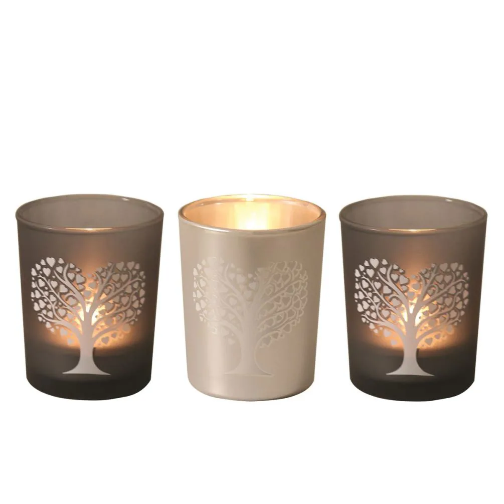 Aroma Black & Silver Heart Tree 3 Tealight & Votive Holder Set Extra Image 1