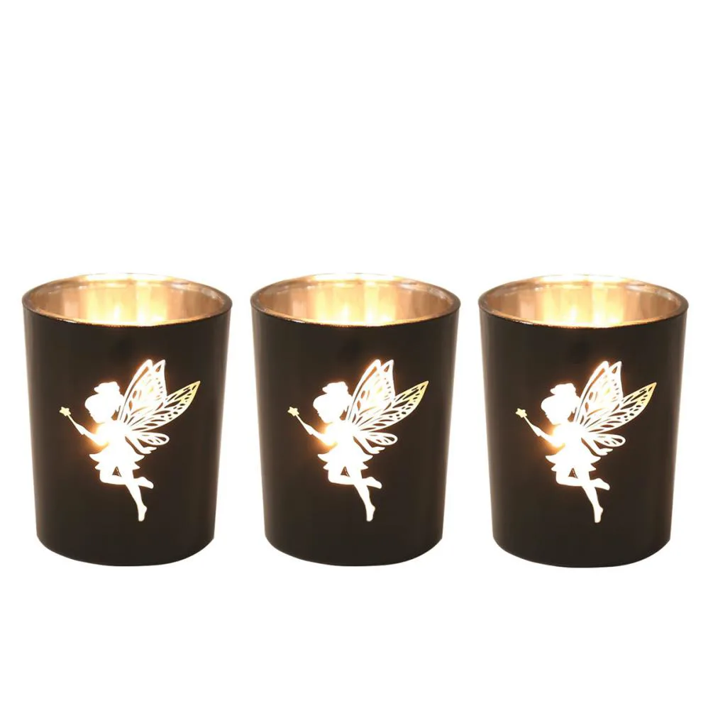 Aroma Black & Silver Fairy 3 Tealight & Votive Holder Set Extra Image 1