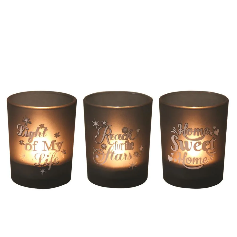 Aroma Black Sentiments 3 Tealight & Votive Holder Set Extra Image 1