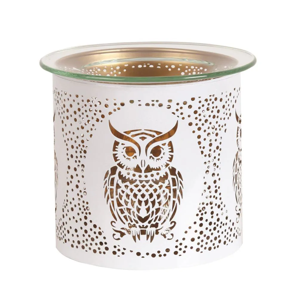 Aroma White & Gold Owl Jar Sleeve & Wax Melt Warmer Extra Image 1