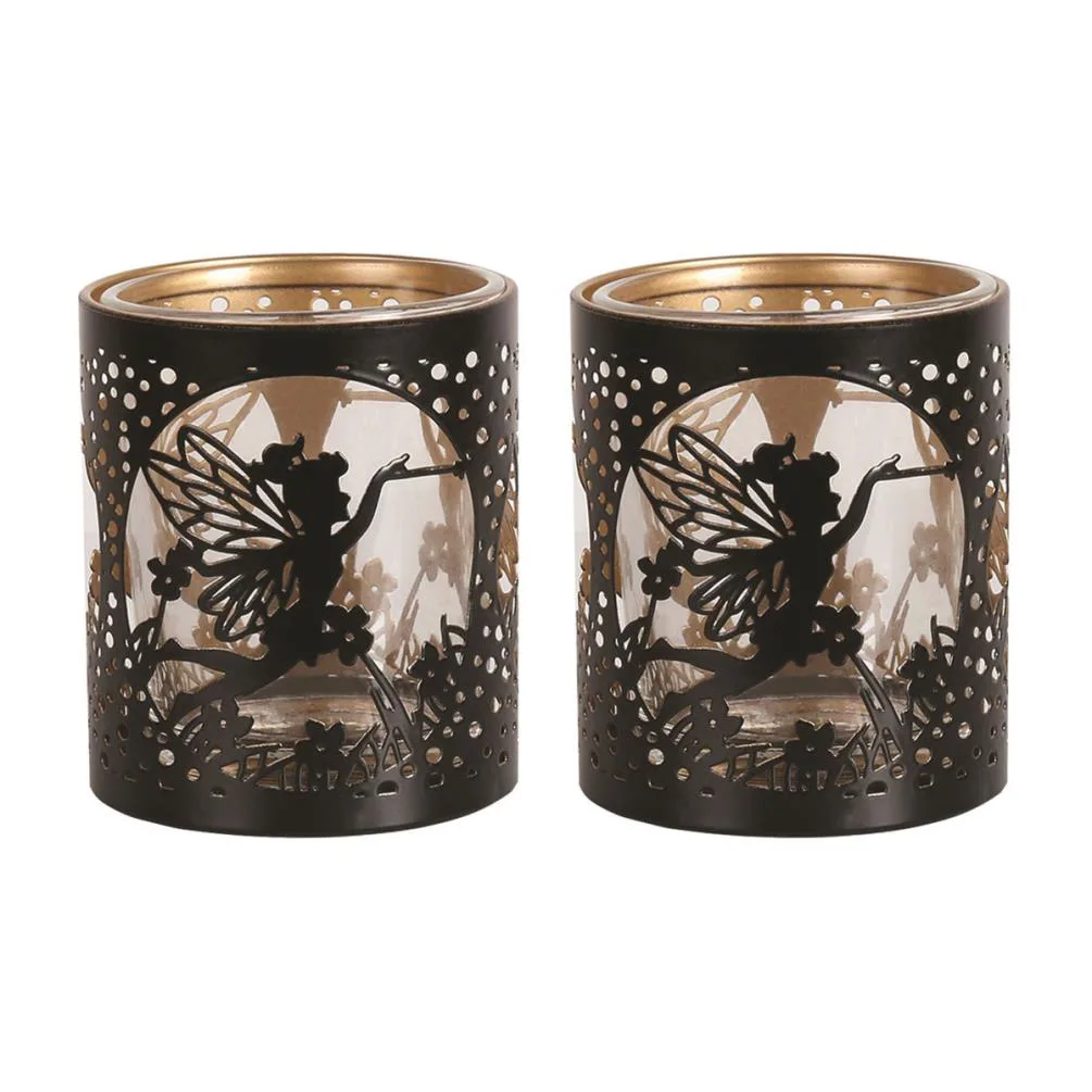 Aroma Black & Gold Fairy 2 Tealight & Votive Holder Set Extra Image 1