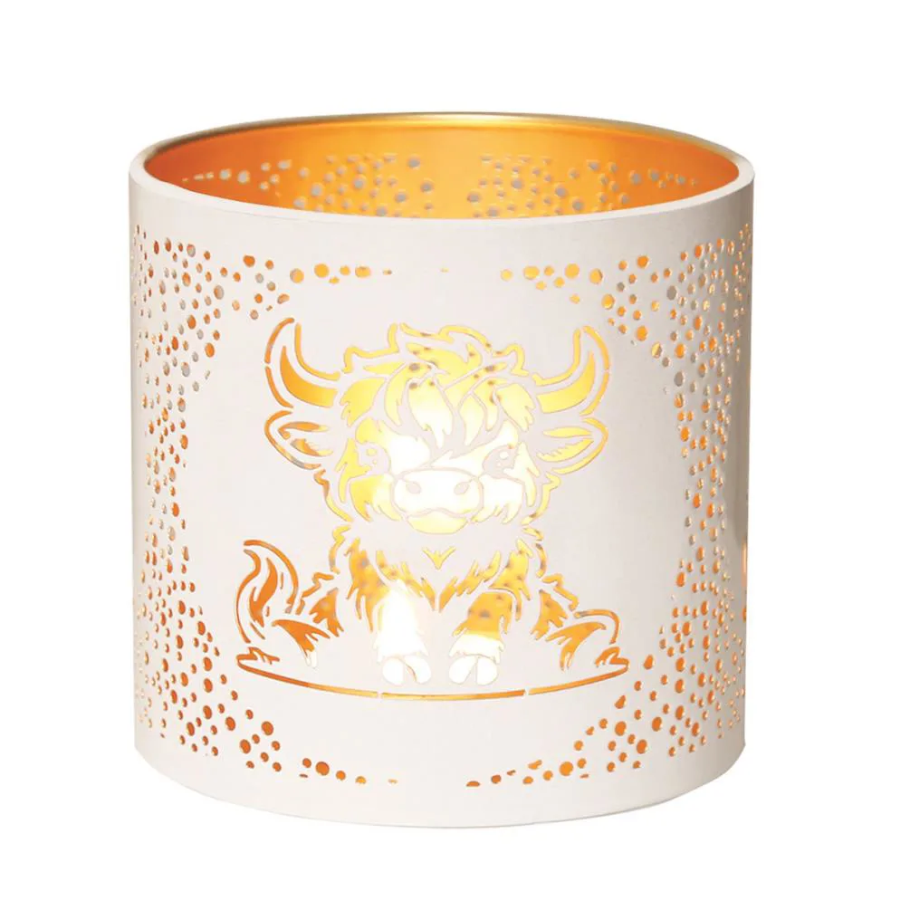 Aroma White & Gold Highland Cow Jar Sleeve & Wax Melt Warmer Extra Image 2
