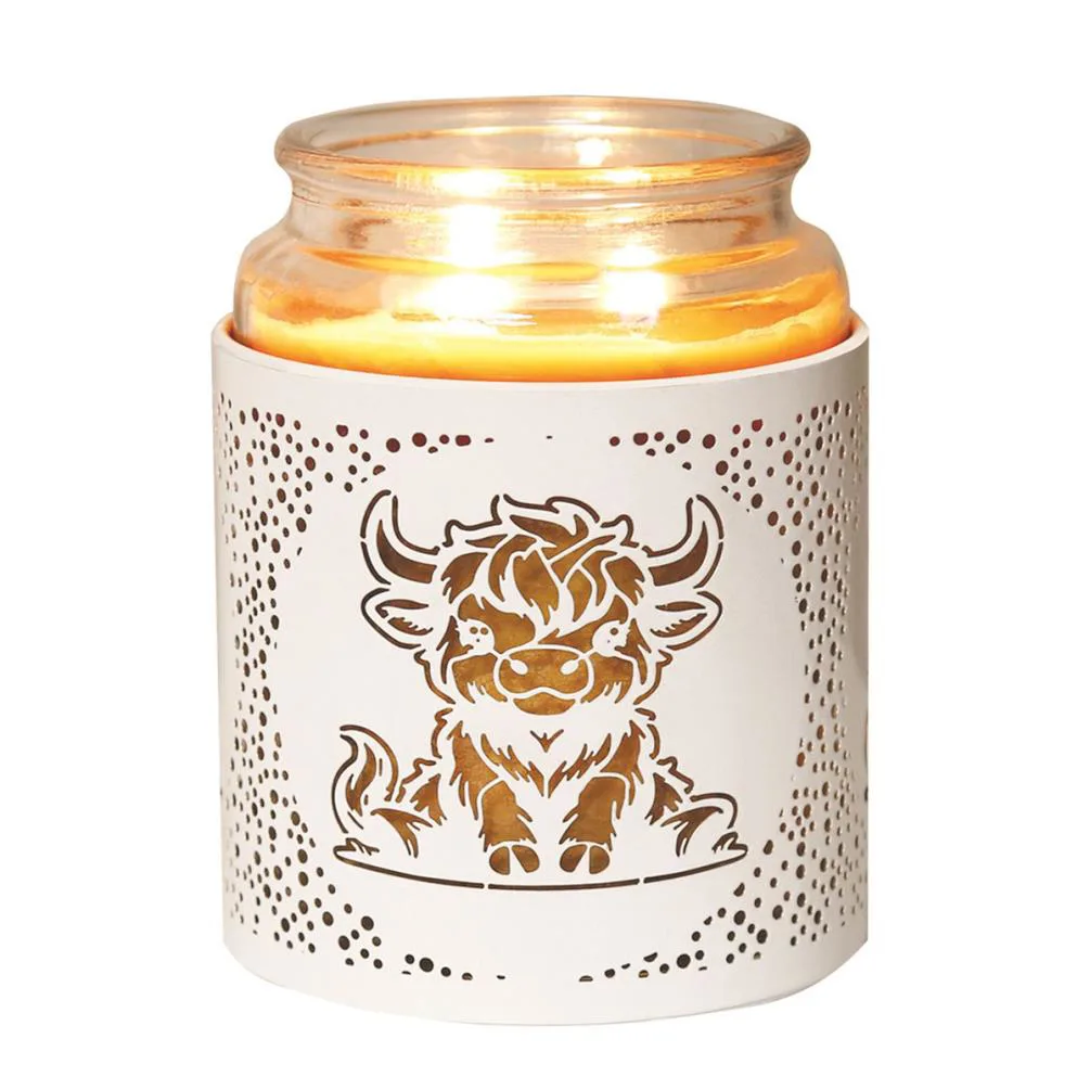 Aroma White & Gold Highland Cow Jar Sleeve & Wax Melt Warmer Extra Image 3