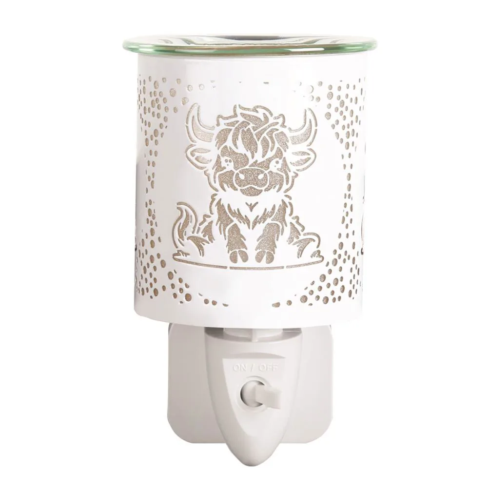 Aroma White & Gold Highland Cow Plug In Wax Melt Warmer Extra Image 1
