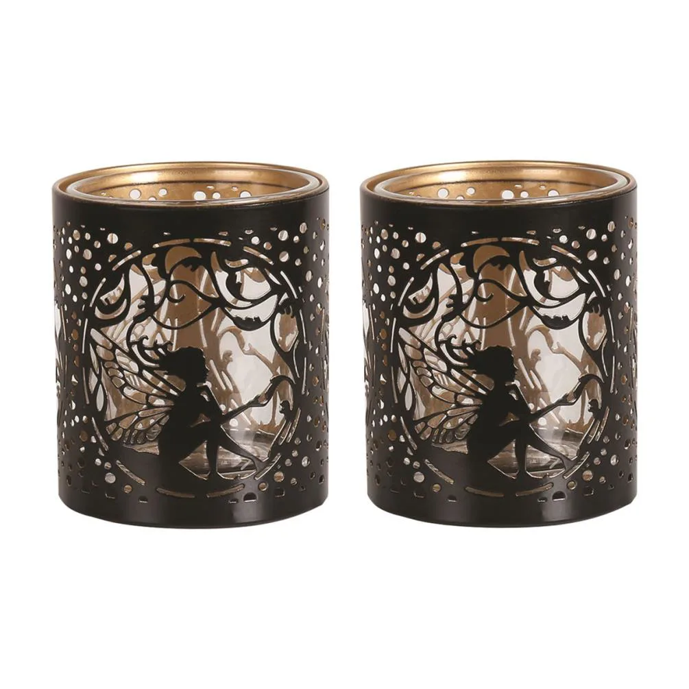 Aroma Black & Gold Fairy 2 Tealight & Votive Holder Set Extra Image 1