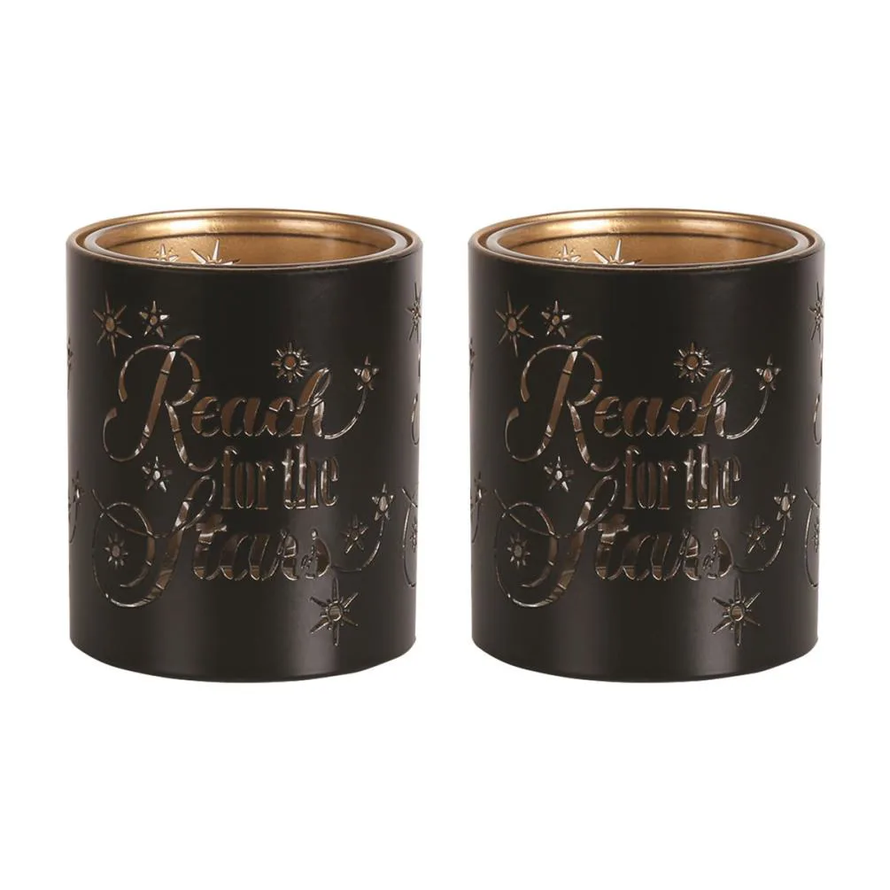 Aroma Black & Gold Reach for the Stars 2 Tealight & Votive Holder Set Extra Image 1